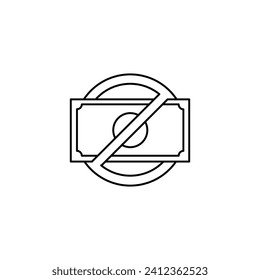 No money icon, color, line, outline vector sign, linear style pictogram isolated on white.