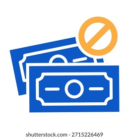 No Money Icon Solid Color Design Vector Illustration