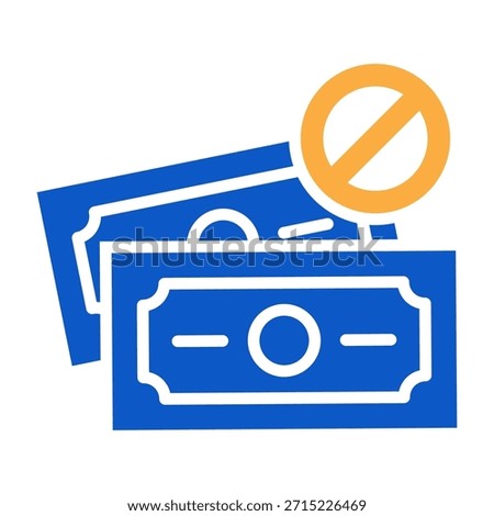 No Money Icon Solid Color Design Vector Illustration