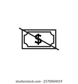 No money icon Vector flat thin line illustration