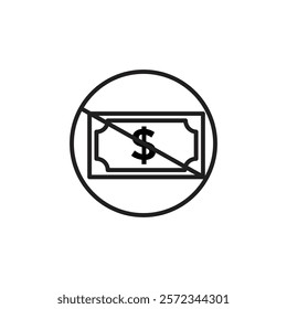 No money icon Vector flat thin line illustration