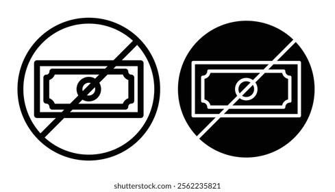 No money Icons pack in outlined and flat versions