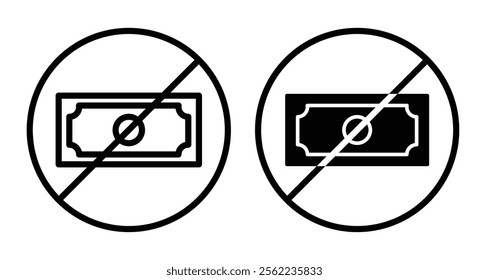 No money Icons pack in outlined and flat versions