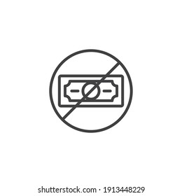 No Money Line Icon. Outline Style Sign For Web And App. No Cash Money Symbol Vector Illustration. Isolated EPS 10