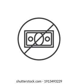 No money line icon. Outline style sign for web and app. No cash money symbol vector illustration. Isolated EPS 10