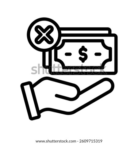 No Money Line Vector Illustration On White Background.