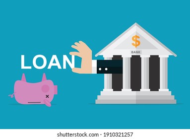 No money so need to borrow money, Vector illustration in flat style