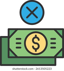 No Money Outline Filled Style Icon