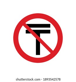 No Money prohibition sign No Tenge  red icon