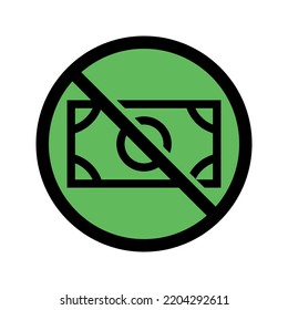 No Money Sign, Cashless Payment Icon Vector