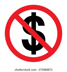 No Money Sign Icon On White Background