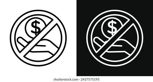No Money Sign Icon Set. Vector Illustration