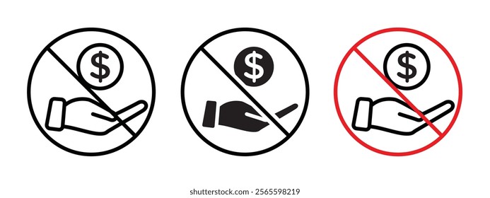 No money sign vector in black and red colors