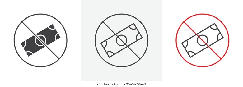 No money sign vector in black and colored versions