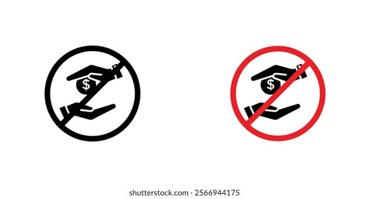 No money signs. vector signs set