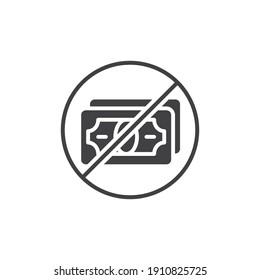 No hay un icono sólido de dinero. Signo de estilo glifo para web y aplicación. Ilustración vectorial sin símbolo de dinero en efectivo. EPS de trazo editable 10