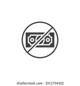 No money solid icon. Glyph style sign for web and app. No cash money symbol vector illustration. Editable stroke EPS 10
