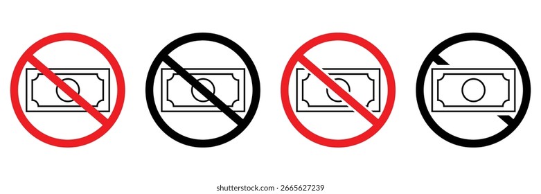 No Money Vector Symbol - Finanzkrise, Zahlungsabweisung und Wirtschaft Warnsymbol	