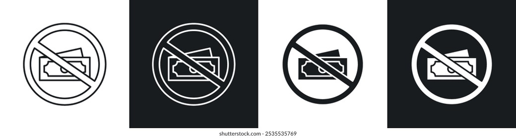 Icono de Vector sin dinero en blanco y negro. Ilustración EPS 10