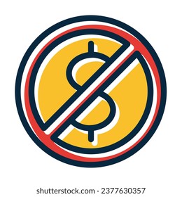 No Money Vector Thick Line Filled Dark Colors Icons For Personal And Commercial Use.
