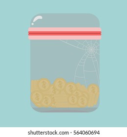 no money,money saving jar,vector, illustration