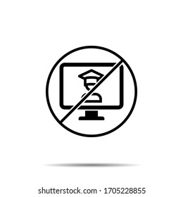 No monitor, education, online education icon. Simple thin line, outline vector of online traning ban, prohibition, embargo, interdict, forbiddance icons for ui and ux, website