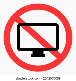 No monitor icon. Don't look at the monitor. Do not use a monitor. Vector icon.