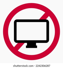 No monitor icon. Don't look at the monitor. Do not use a monitor. Vector icon.