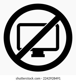 No monitor icon. Don't look at the monitor. Do not use a monitor. Vector icon.