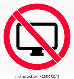 No monitor icon. Don't look at the monitor. Do not use a monitor. Vector icon.