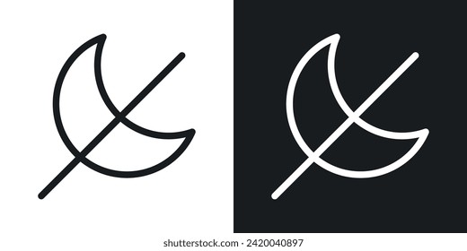 No moon icon designed in a line style on white background.