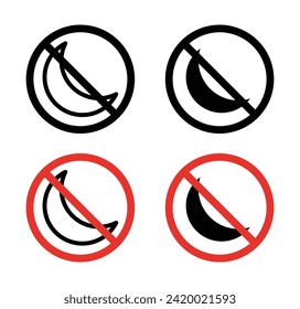No hay ningún icono lunar.Sleep Insomnia símbolo vector en un estilo negro relleno y delineado.Ausencia de señal de luna.