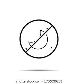 No moon, planet, space icon. Simple thin line, outline vector of space ban, prohibition, embargo, interdict, forbiddance icons for ui and ux, website or mobile application