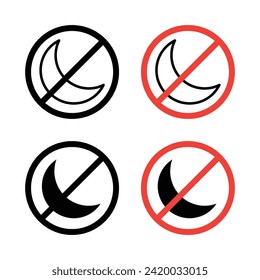 No Moon Vector Illustration Set. Sleep Insomnia sign suitable for apps and websites UI design style.