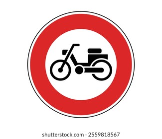 No Mopeds Allowed Sign Vector Indicating Prohibition for Mopeds, Perfect for Road Safety and Traffic Management, High-Quality Vector Stock Image