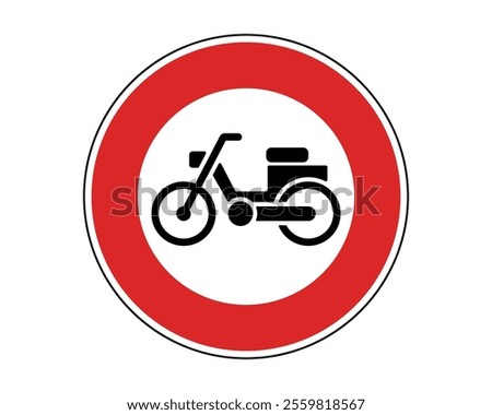 No Mopeds Allowed Sign Vector Indicating Prohibition for Mopeds, Perfect for Road Safety and Traffic Management, High-Quality Vector Stock Image