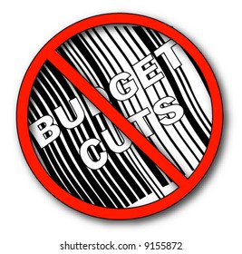 no more budget cuts with barcode - vector