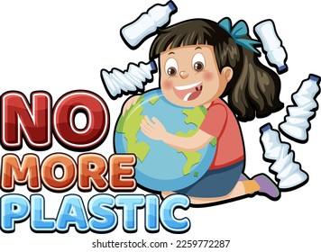 No más ilustración de diseño de pancartas con logotipo de plástico