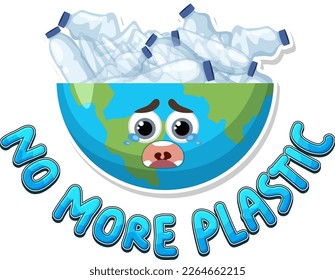 No more plastic logo banner design illustration