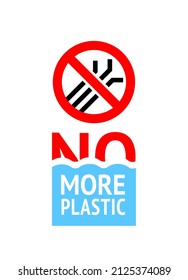 No more plastic straws forbidden banner, modern prohibited sticker