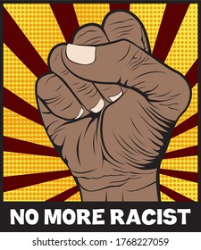 No More Racist With Sunburst And Dot Pattern Vector 