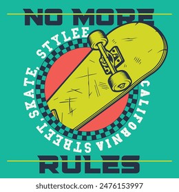 No más reglas - Urbana graffiti estilo calle eslogan impreso con punto de color verde neón. 90s - 00s Letras de Vector gráfico Hipster para camiseta y sudadera