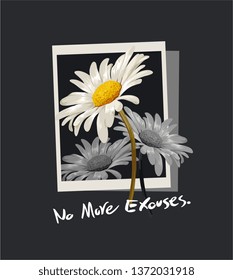 no more slogan with daisy flowers illustration