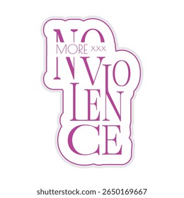 Design de letras da campanha "No More Violence" - Tipografia de conscientização social anti-violência