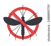 no mosquito sign, awareness of avoid dengue, malaria, zika diseases - vector illustration