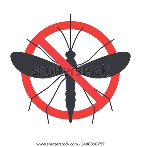 no mosquito sign, awareness of avoid dengue, malaria, zika diseases - vector illustration