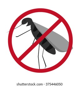 No mosquito sign with a happy smiling mosquito