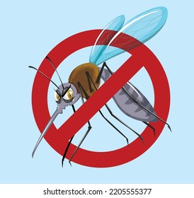 No mosquito sign on white vector cartoon illustration