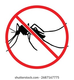 No Mosquito Sign Vector Set — Anti-Insect Repellent Icon, Pest Control and Stop Malaria Warning Symbols