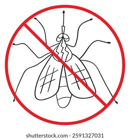No mosquito. Vector design. Outline illustration on white background.